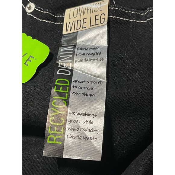 Blue Spice Low Rise Wide Leg Dad Jeans Womens JR Size 9 Black Sustainable Boho - Picture 10 of 12